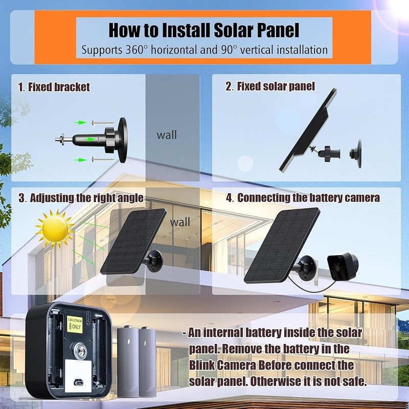 3 Pack High Efficiency Solar Panel Blink Outdoor Camera Waterproof Charging New gallery