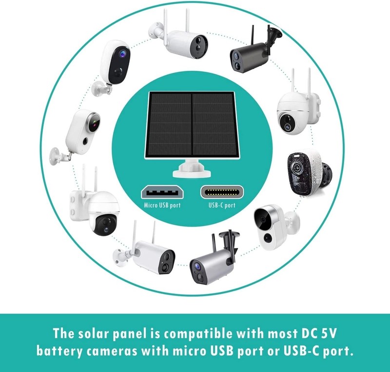 Solar Panel Charger for Security Camera 5W USB 2 Pack gallery