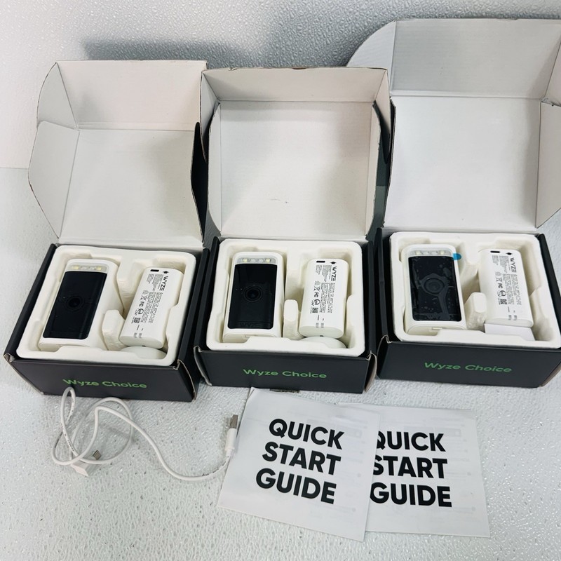 3 Pack Wyze Battery Cam Pro 2.5K HDR Wireless Cameras WYZECOP-RB2PK Only 1 Cable