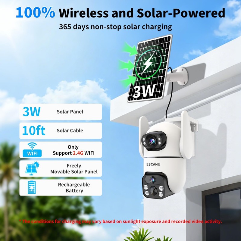 Security Cameras Wireless Outdoor with Dual Lens,Solar Cameras for Home Secur... gallery