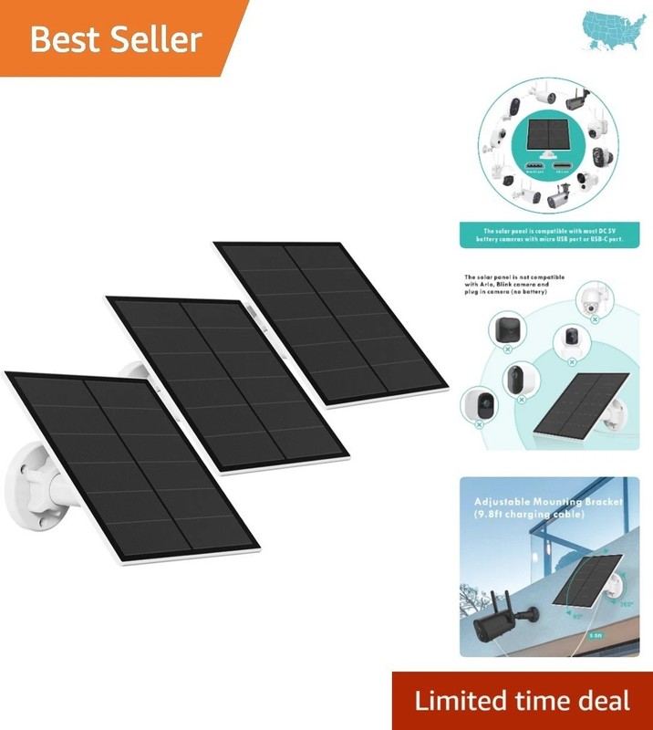 Reliable Solar Energy Solution: 3-Pack 5W Solar Panels for Battery Cameras