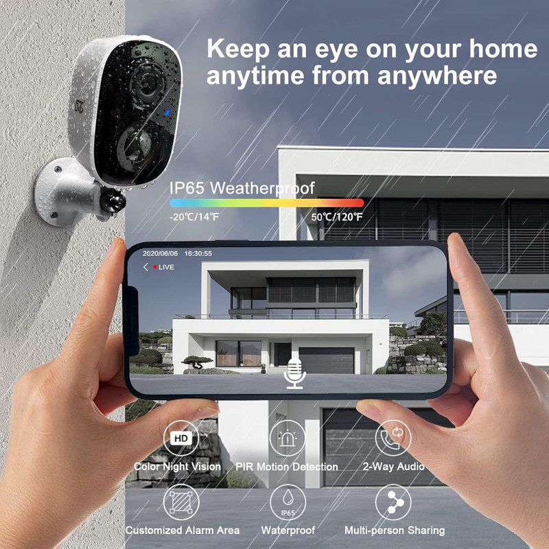 Wireless Outdoor Security Cameras - 2K Color Night Vision, Motion Detection, Two gallery