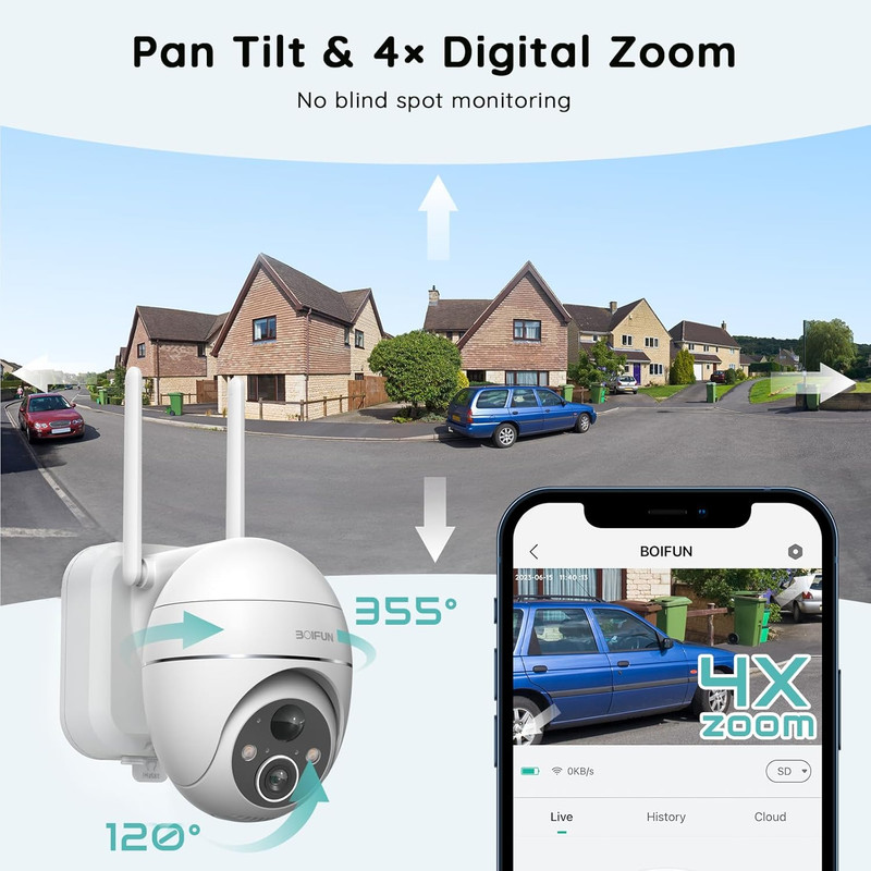Solar Security Camera Wireless Outdoor - 2K Wifi Battery Powered Solar Camera, C gallery