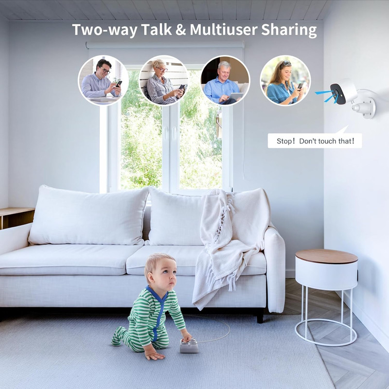 2K WiFi Security Camera, Indoor/Outdoor, Night Vision, 2-Way Audio, Waterproof gallery