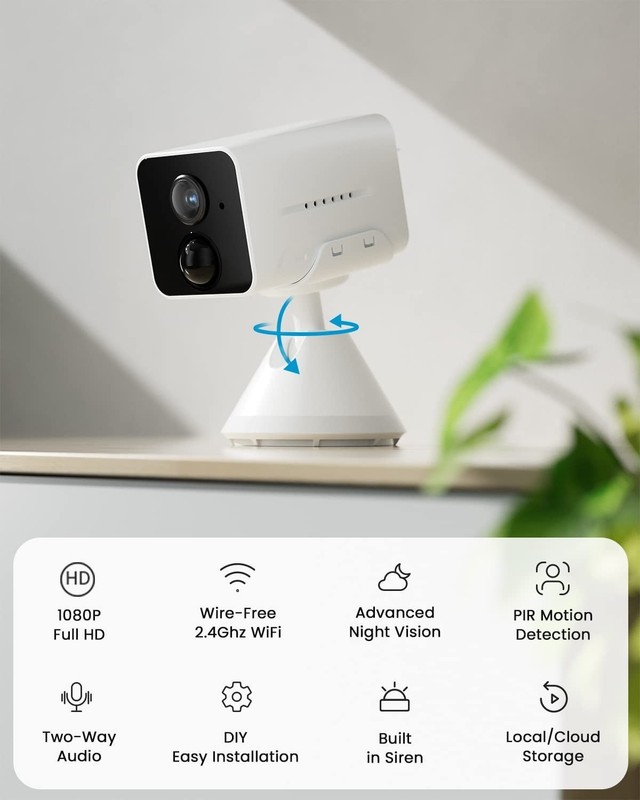 ieGeek Wireless Indoor Security Camera 1080P Home WiFi CCTV ,Siren and APP Alert gallery