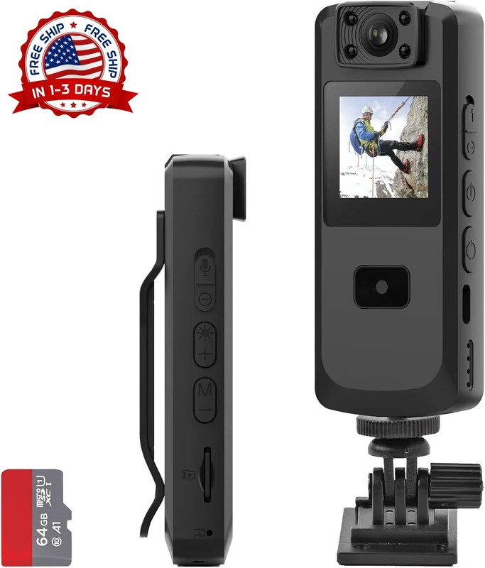 Camara Corporal Oculta Grabacion Con Audio De Policia HD Vision Nocturna NEW US