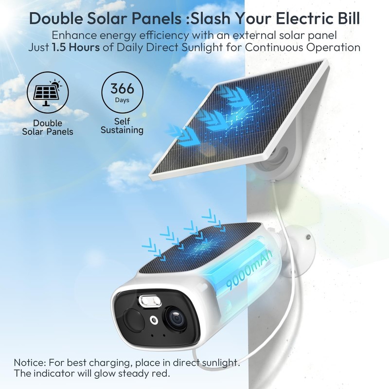 2K Camara De Seguridad Inalambrica Con Panel Solar 5G y 2.4G Para Casa Exterior gallery