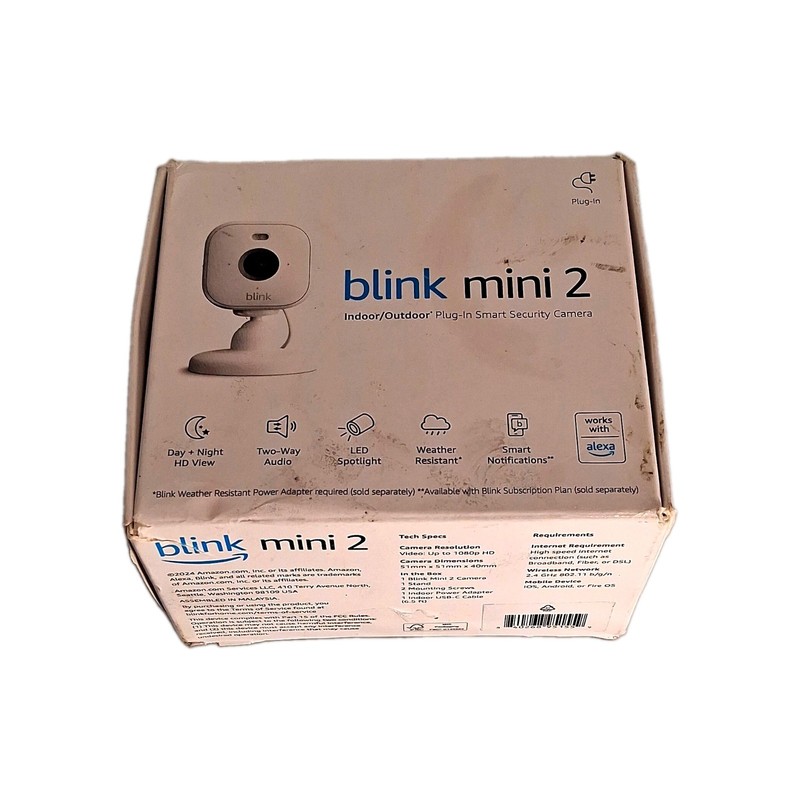 Blink Mini 2 1080p Wi-Fi Indoor/Outdoor Cam Night Vision 2-Way Audio White