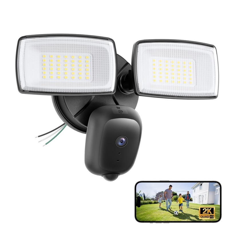 2K Hardwired Floodlight Camera, 3500LM Motion Activated Outdoor Security Came…