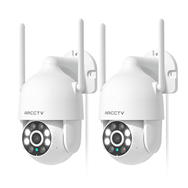 2.5K HD Security Cameras Outdoor Plug-in, 360°Pan-Tilt View, 2 Pack