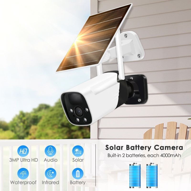 3MP Wifi Solar Camera Wireless Home Security Outdoor SmartCam Night Vision Cam gallery