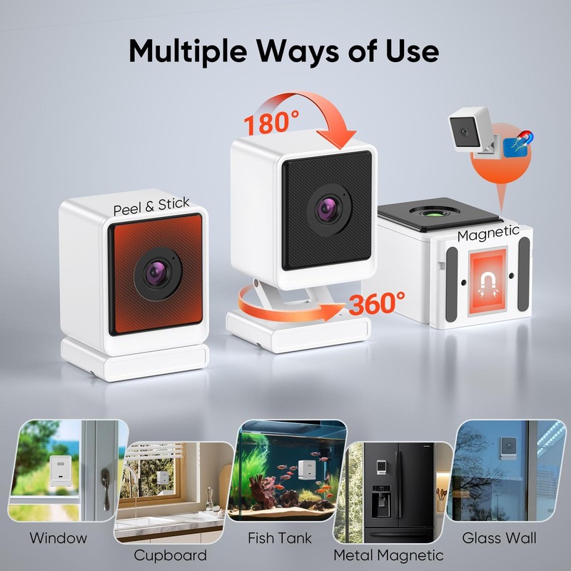 Window Camera, 3MP 2K Home Security Camera for Indoor Glass Monitoring, 2.4GH... gallery