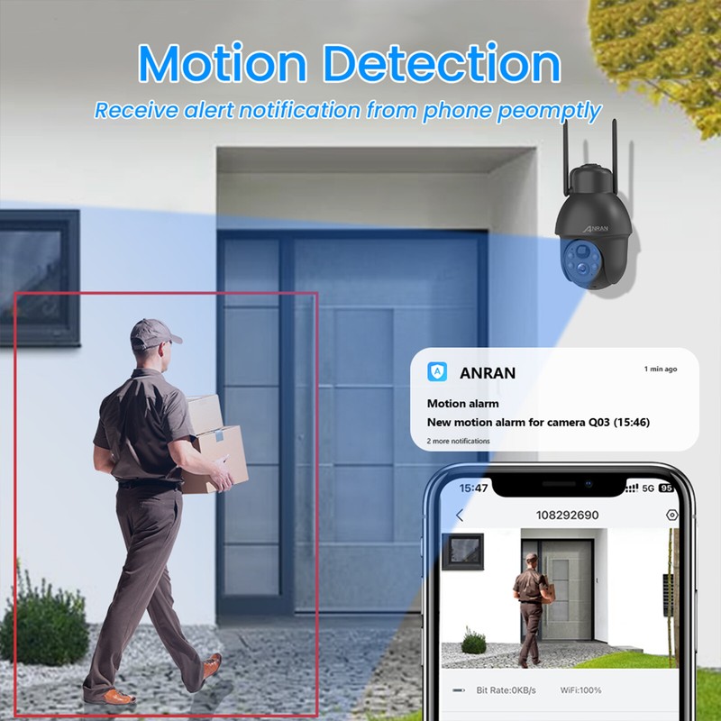 ANRAN 5MP Outdoor Solar Security Camera Rechargeable Wireless Night Vision Wifi gallery