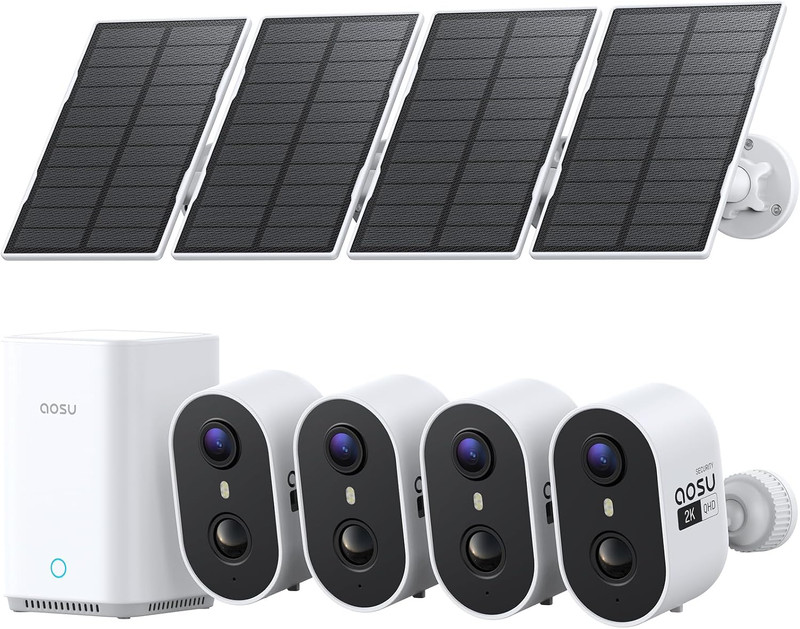 Solar Security Cameras Wireless Outdoor, 2K HD Home Security Camera System, PIR