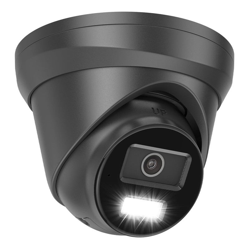 4K PoE IP Camera Outdoor, 8MP Black Wired Turret Security Camera