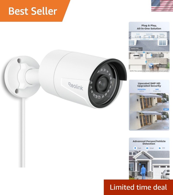 5MP High Definition Security Camera with 100ft Night Vision & Local Storage