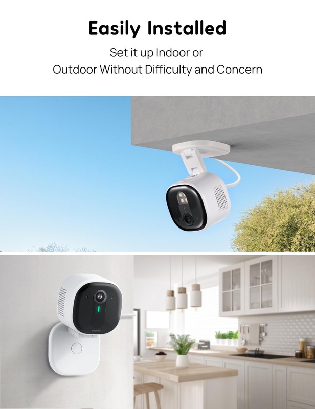 Security Cameras Outdoor, Wired 2K Wi-Fi Cameras for Home Security, 2.4G Indo... gallery