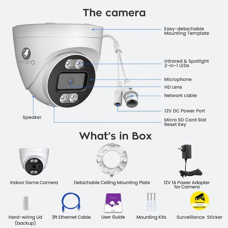 Indoor Wireless for Home , 2K HD Dome with 5G Dual Band WiFi 6, 2-Way Audio, ... gallery