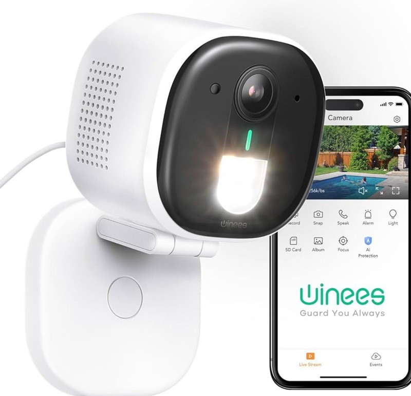 Winees Security Cameras Outdoor, Wired 2K Wi-Fi Cameras for Home Security