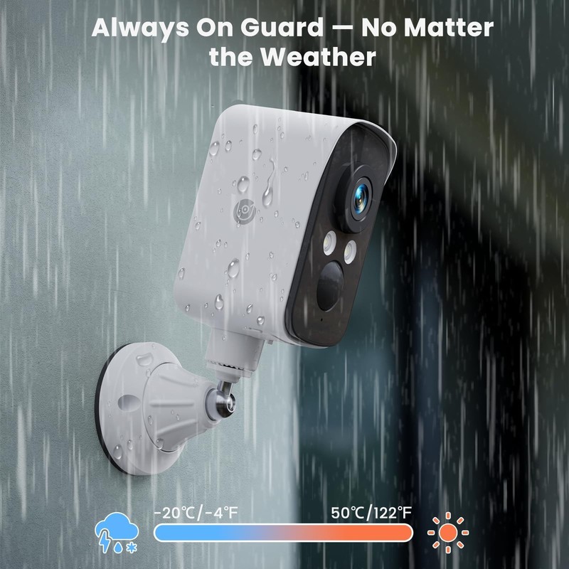 300° Wireless Outdoor Security Camera, 2K Night Vision, AI Detection, 360° View, gallery