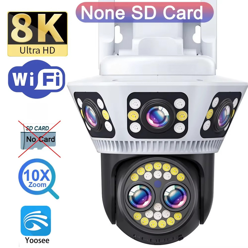 8K 12MP Wifi Camera Outdoor Night Vision 10X Zoom Three-Screen Body Detection Tw