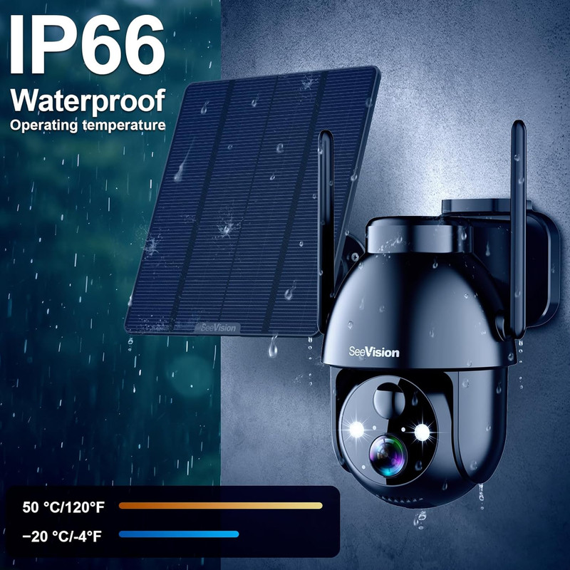 4G LTE Cellular Solar Security Cameras Wireless Outdoor, Solar Powered 3MP Camer gallery