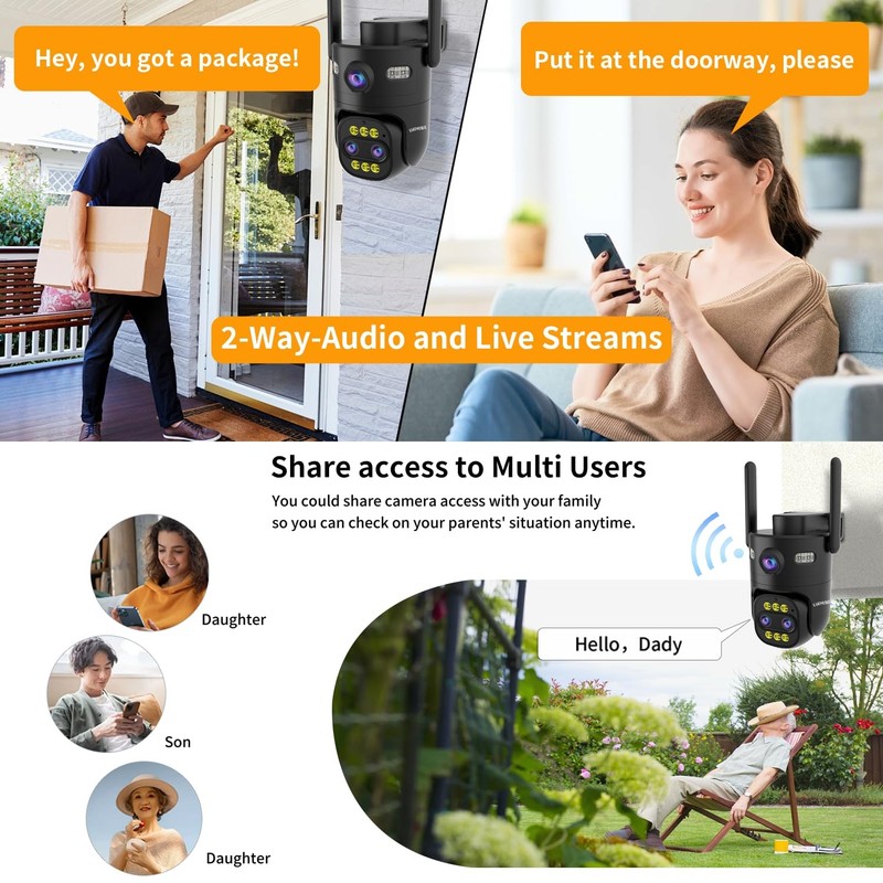 Triple-Lens Outdoor Security Camera Auto Zoom & Tracking,10X (Optical+Digital... gallery