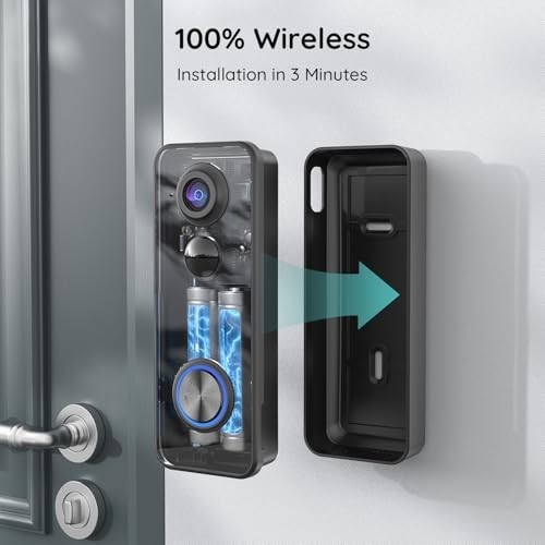 Wireless Video Doorbell Camera, 180° Wide Angle, 2K HD, AI Human Detection, Nigh gallery