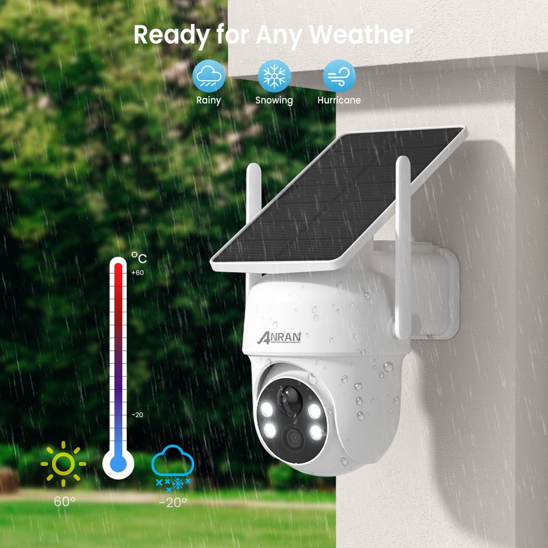 ANRAN Home Security Camera System Solar Battery 360° PTZ Wireless 3MP Outdoor gallery