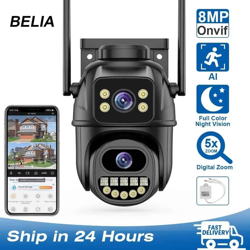 4K 8MP WiFi PTZ Security Camera Dual Lens 4X Zoom AI Human Detect Outdoor gallery