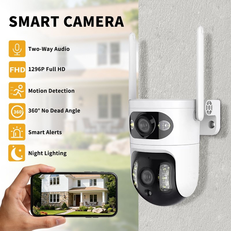 Dual eye gun ball linkage monitoring camera, panoramic+detail dual camera, high-