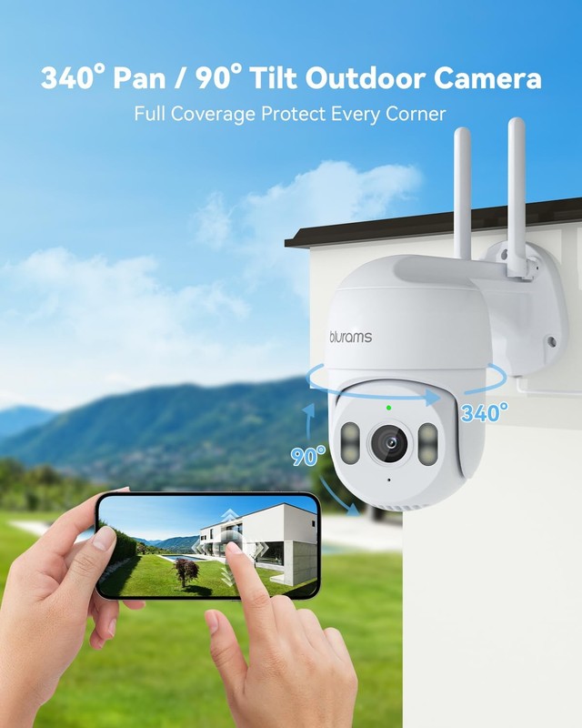 2Pack Security Cameras Outdoor Wired, 2K 360° PTZ Outdoor Security Camera, We... gallery