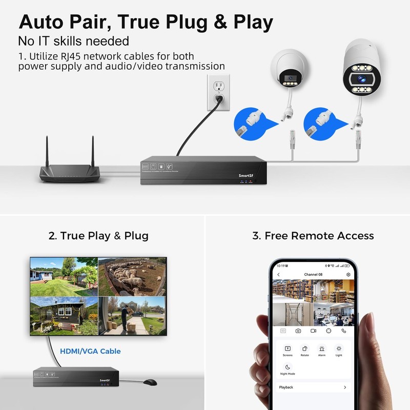 SmartSF 5MP POE Security Camera Audio Recording Outdoor Color Night AI Detection gallery