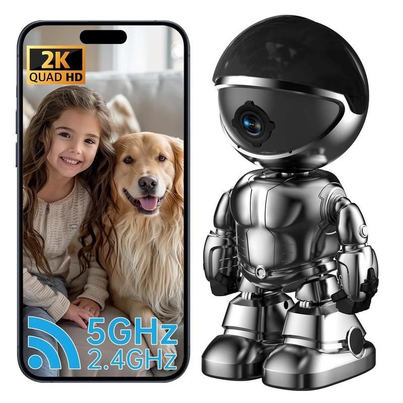 Indoor Camera Robot, 2k 5g/2.4ghz WiFi Pet Robot Cam with Phone App EseeCloud!