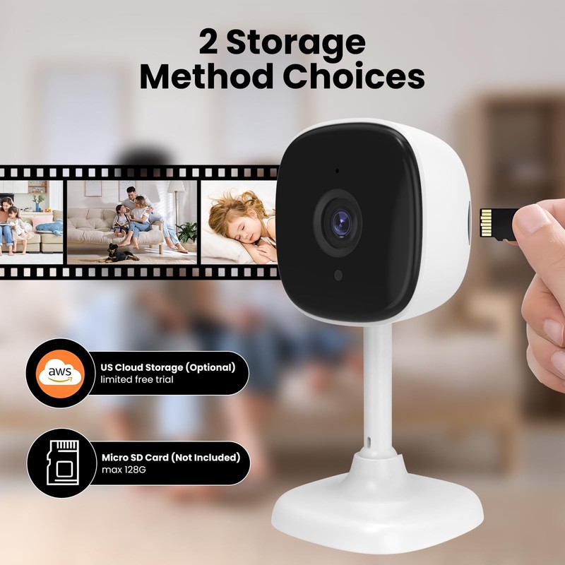 2 Pack 1080P Indoor Wired Cameras, Home Indoor Cameras for Dog/Cat/Pet/Nanny/... gallery