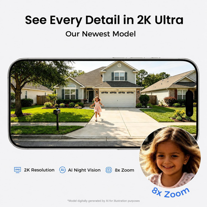 3MP 2K Window Security Camera for Home, No Subscription | Magnetic Mount, Full-C gallery
