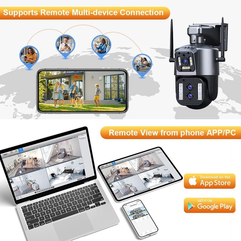 8MP WiFi Wireless PTZ IP Camera Security CCTV Dual-Lens Waterproof 2-Way Audio gallery