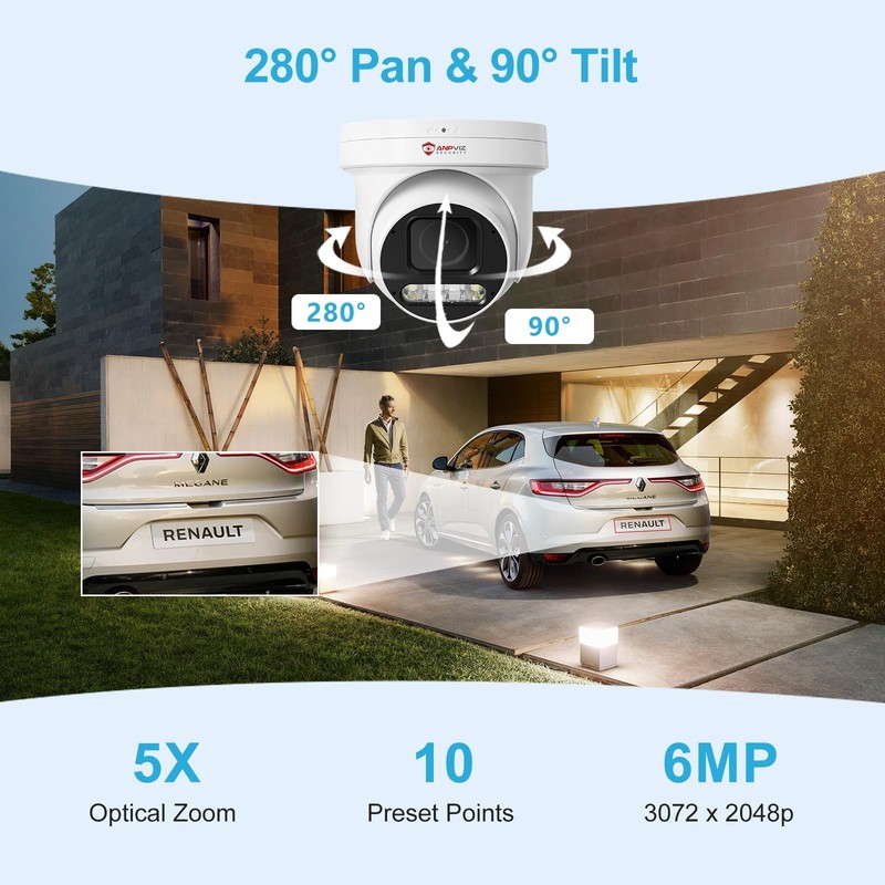 Anpviz 6MP PoE PTZ Camera Outdoor, 5X Optical Zoom 2.7~13.5mm Lens, Pan Tilt Zoo gallery