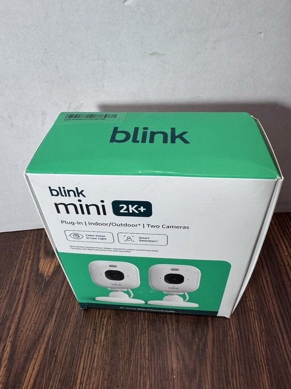 NEW 2 PACK Blink Mini 2k+ Cameras Indoor/Outdoor Plug-in 2K Video WHITE gallery
