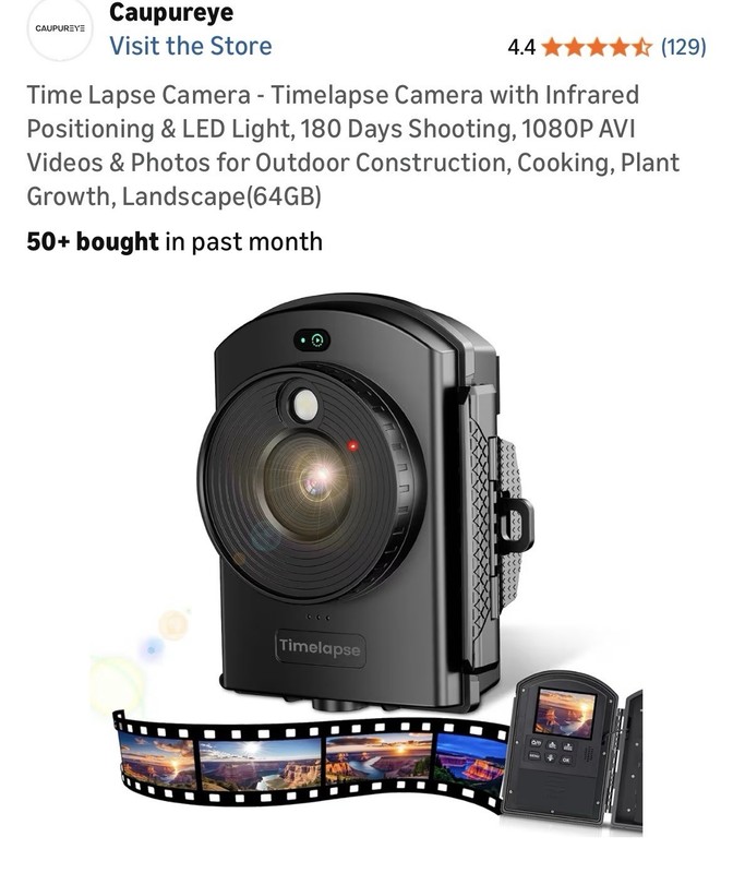 Time Lapse Camera - Timelapse Camera with Infrared Positioning & LED Light, 180