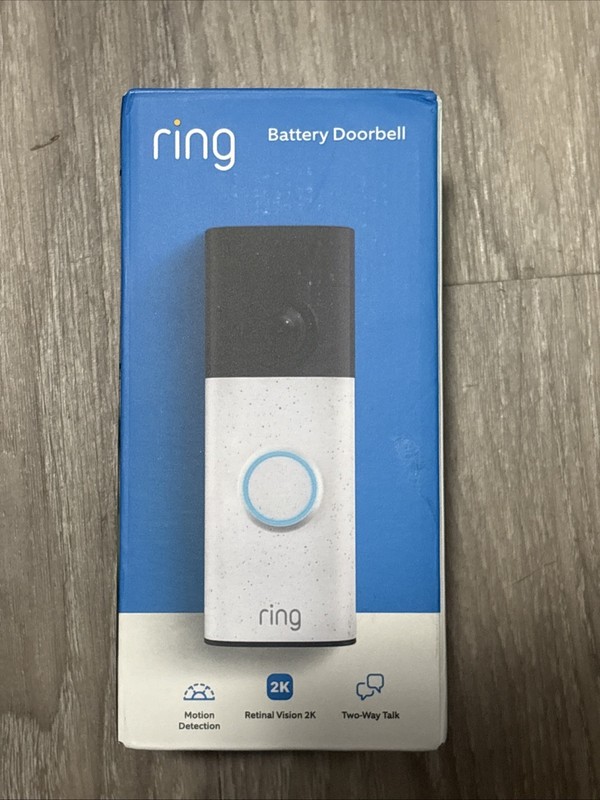 Ring – Battery Doorbell (newest model) Retinal 2K with wide-angle Specked White