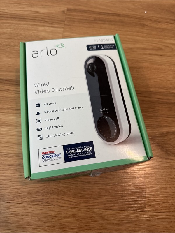 Arlo AVD1001-1CCNAS Video Doorbell – Black With White Trim