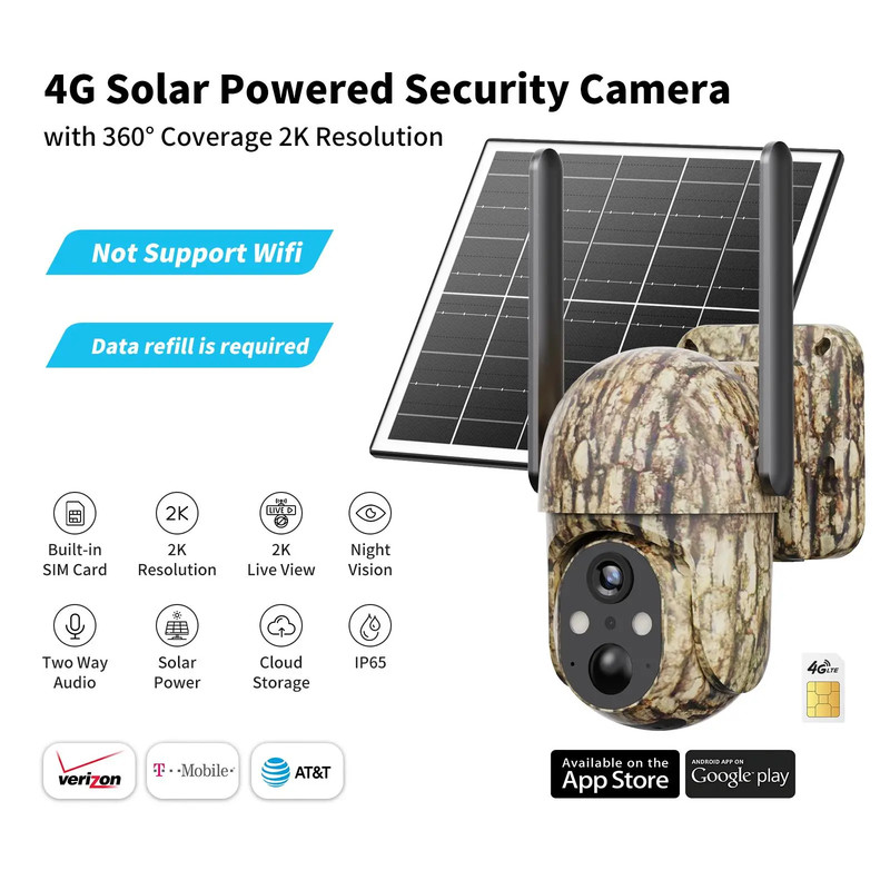 [Summerwins] 4G LTE Wireless Solar Powered Security Camera CB114S – 2K HD Live V gallery