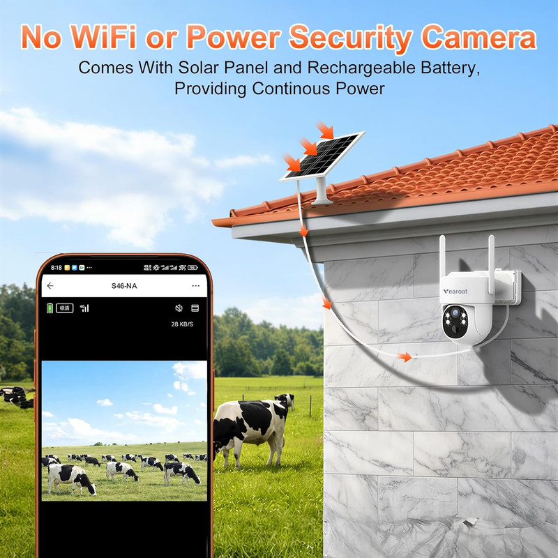 4G LTE Solar Security Camera, 360° View, AI Motion Detection, Free Data gallery
