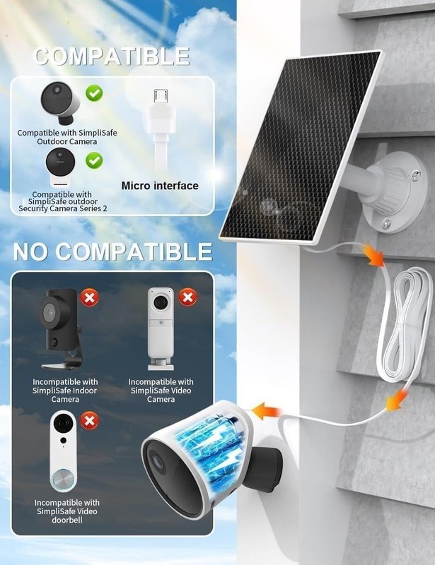 Effortless Power with 13FT Charging Solar Panel for Simplisafe Outdoor Security gallery