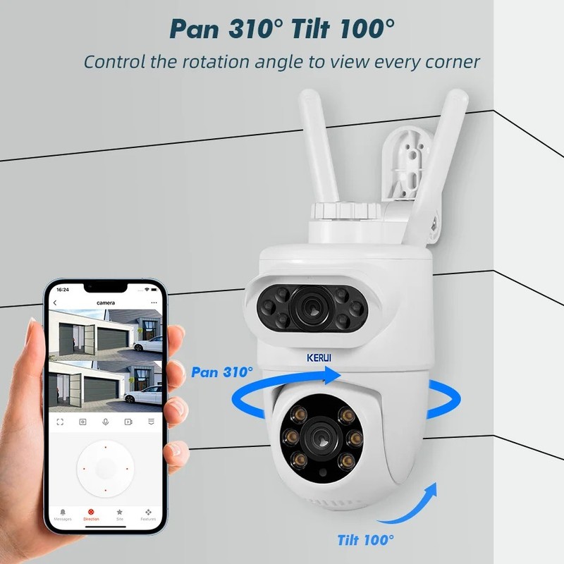 KERUI 10MP 5K Dual Lens WiFi Camera Tuya Smart PTZ Wireless Security CCTV gallery