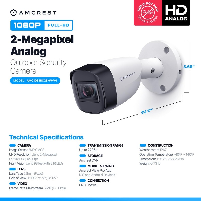 Full HD 1080P 1920TVL Bullet Outdoor Security Camera (Quadbrid 4in1 HD-CVI/TV... gallery