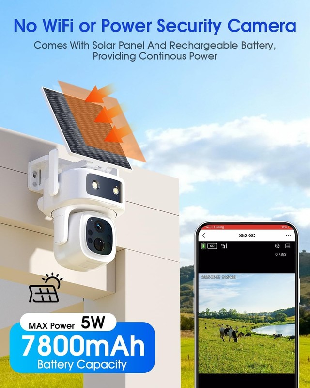 [ONE YEAR FREE TRAFFIC] Solar Powered No Wifi Security Camera 4G LTE SIM Card gallery