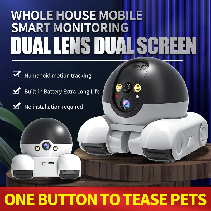 Dual Lens Robot Cameras All-Around Viewing Long Battery Monitor Walking Cameras gallery