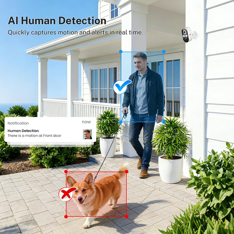 1080P Wireless Security Camera Outdoor, Battery Powered, AI Human Detection, Col gallery